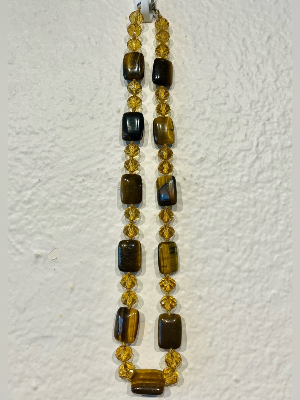 Handcrafted Tiger's Eye and Amber Bead Necklace